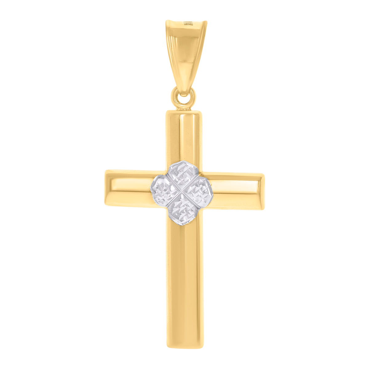 14kt Two-Tone Gold Mens Cross Religious Charm Pendant