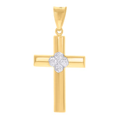 14kt Two-Tone Gold Mens Cross Religious Charm Pendant