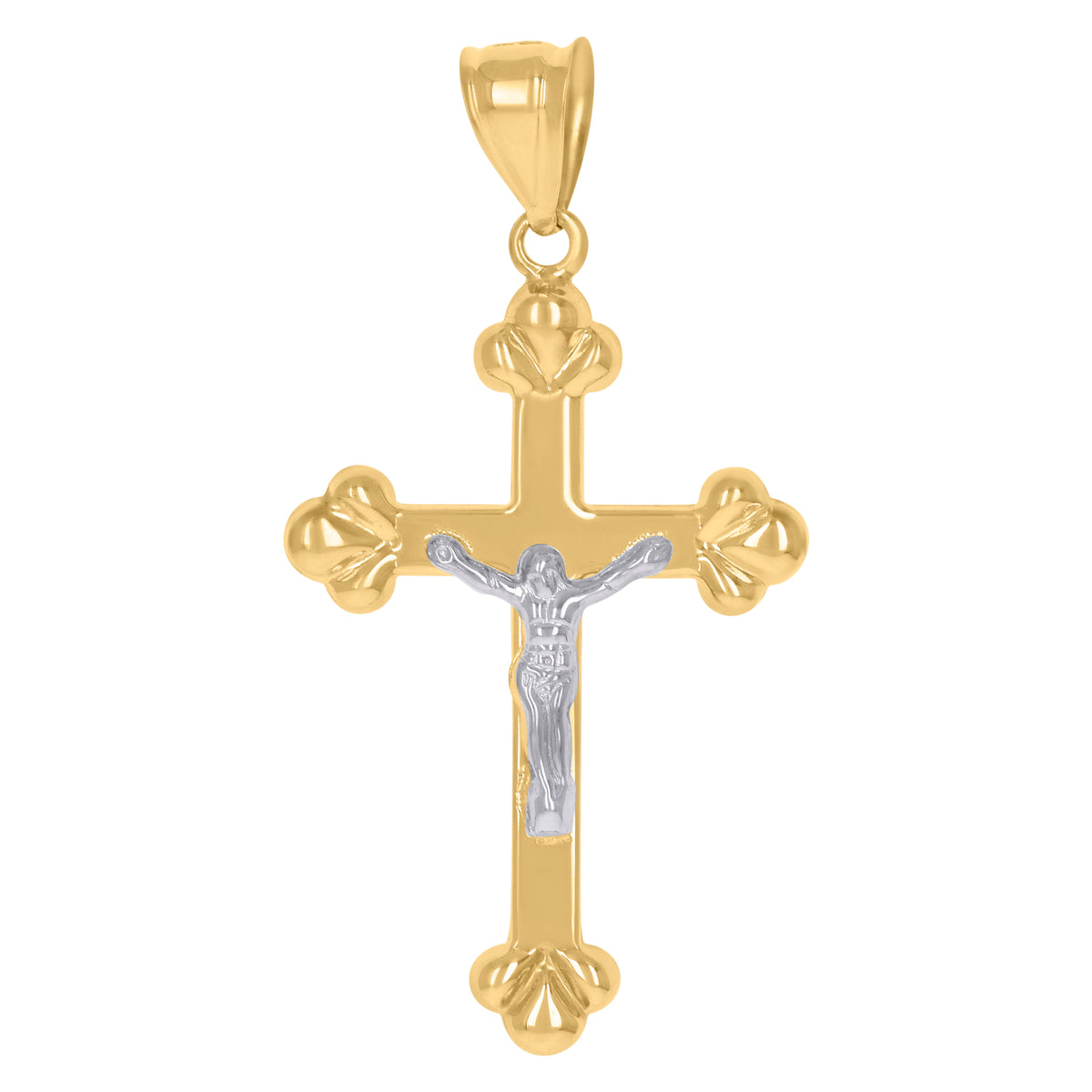 14kt Two-tone Gold Mens Crucifix Cross Religious Charm Pendant