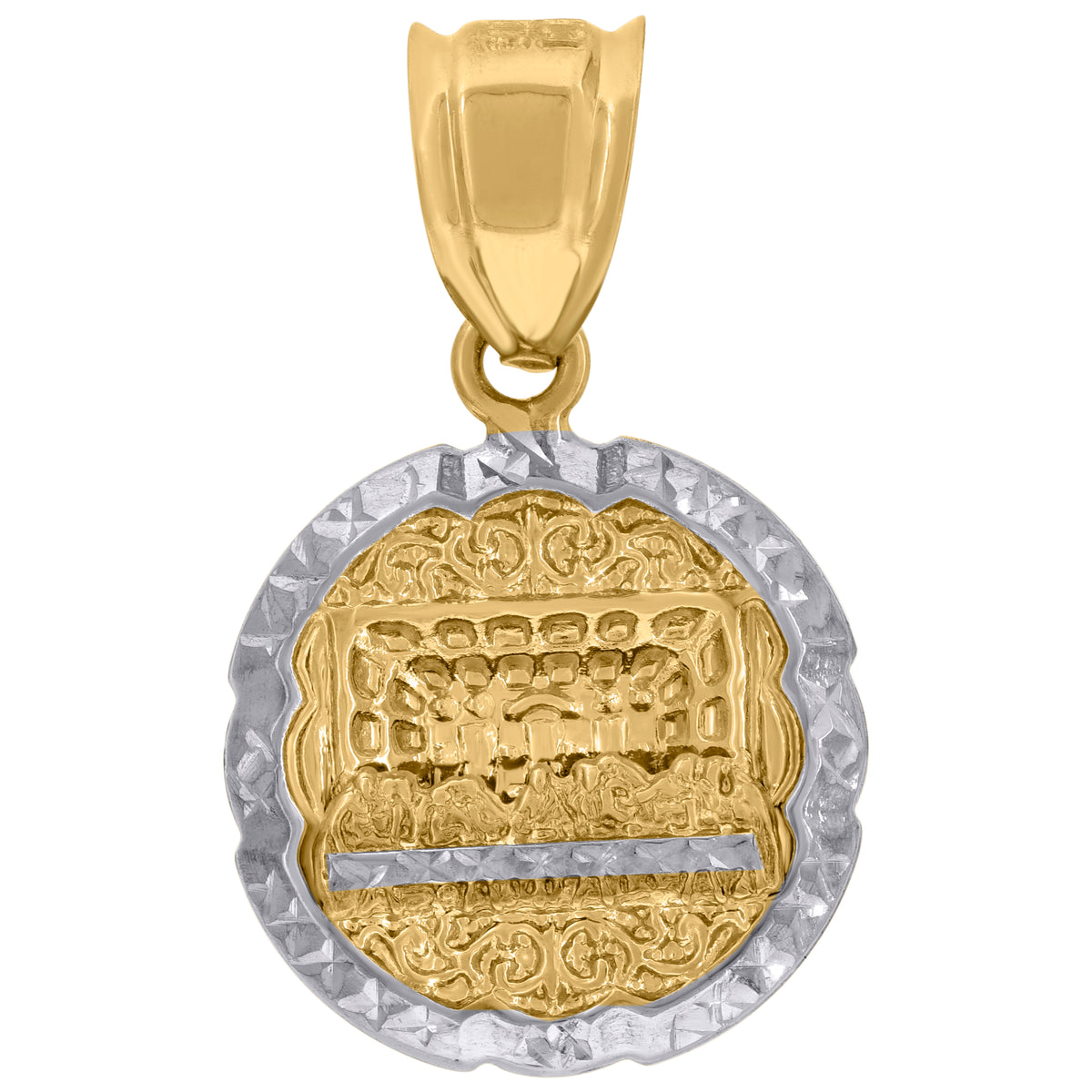 14kt Two-tone Gold Mens Last Supper Religious Charm Pendant