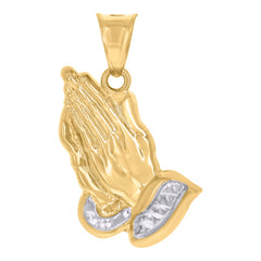 14kt Two-tone Gold Unisex Praying Hands Symbols Religious Charm Pendant