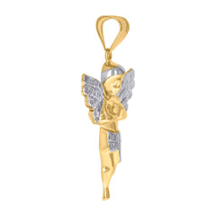 14kt Two-tone Gold Mens Angel Religious Charm Pendant