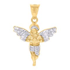 14kt Two-Tone Gold Mens Angel Religious Charm Pendant