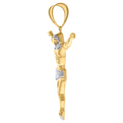 14kt Two-tone Gold Mens Jesus Religious Charm Pendant