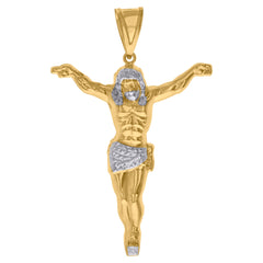 14kt Two-tone Gold Mens Jesus Religious Charm Pendant