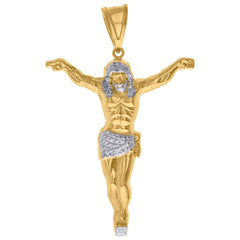 14kt Two-tone Gold Mens Jesus Religious Charm Pendant