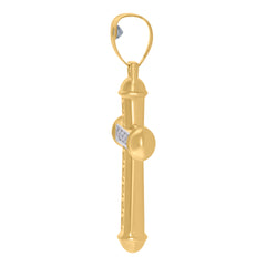 14kt Two-Tone Gold Mens Greek Key Cross Religious Charm Pendant