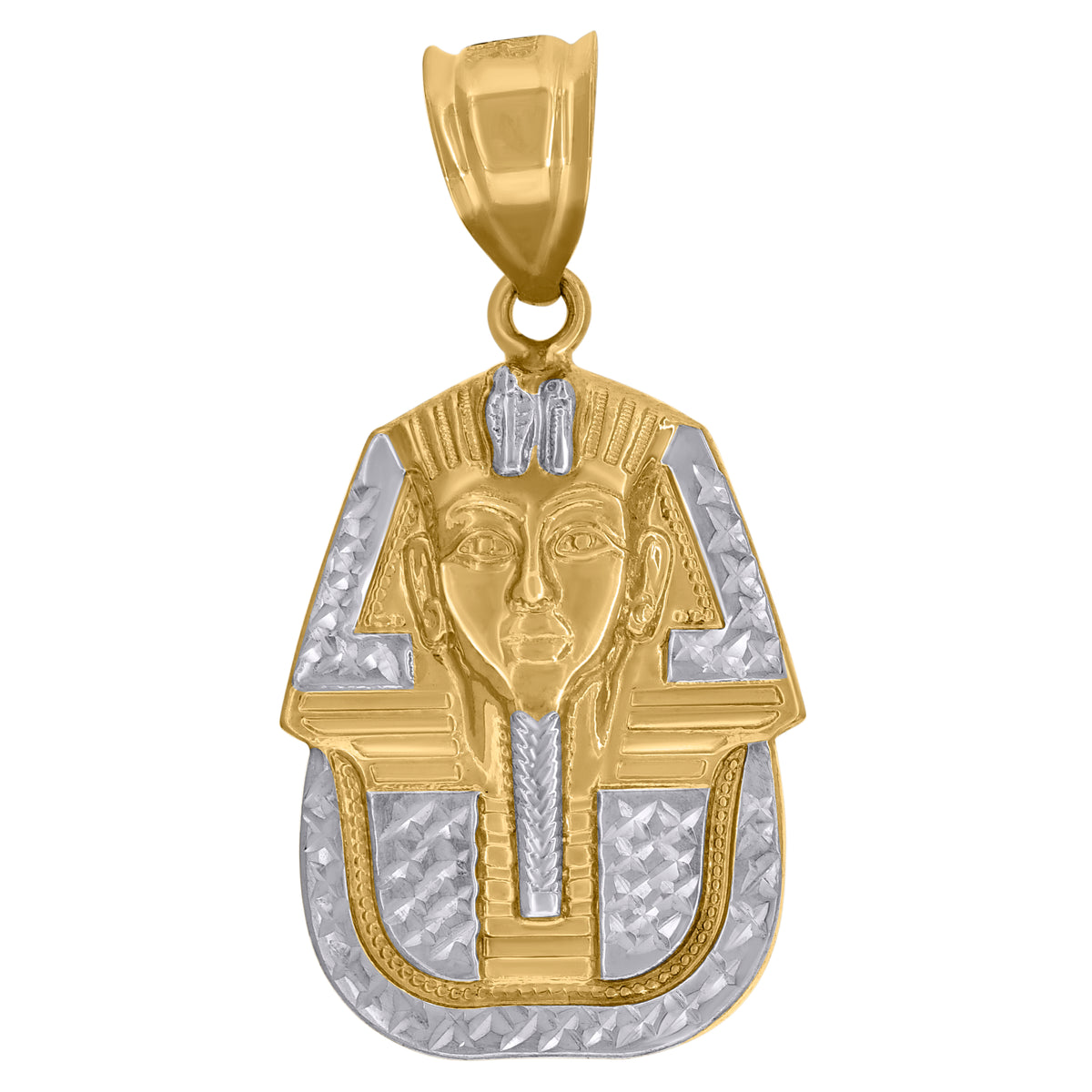 14kt Two-tone Gold Mens Pharaoh Egyptian Charm Pendant