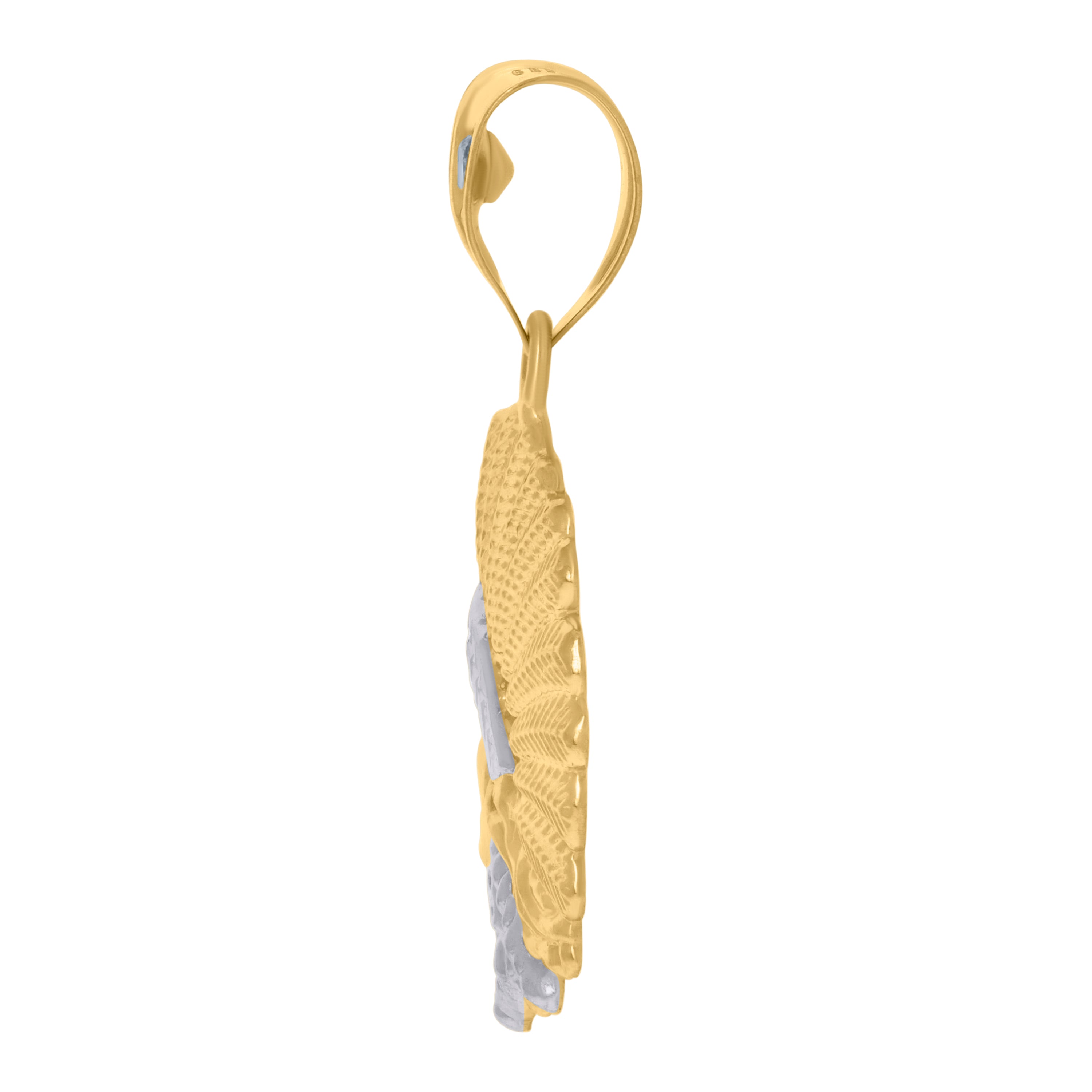 14kt Two-Tone Gold Mens Native Indian Fashion Charm Pendant