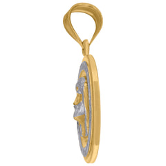 14kt Two-tone Gold Mens Medallion Jesus Religious Charm Pendant