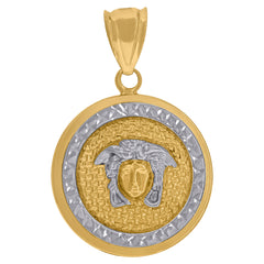 14kt Two-Tone Gold Mens Medusa Egyptian Fashion Charm Pendant