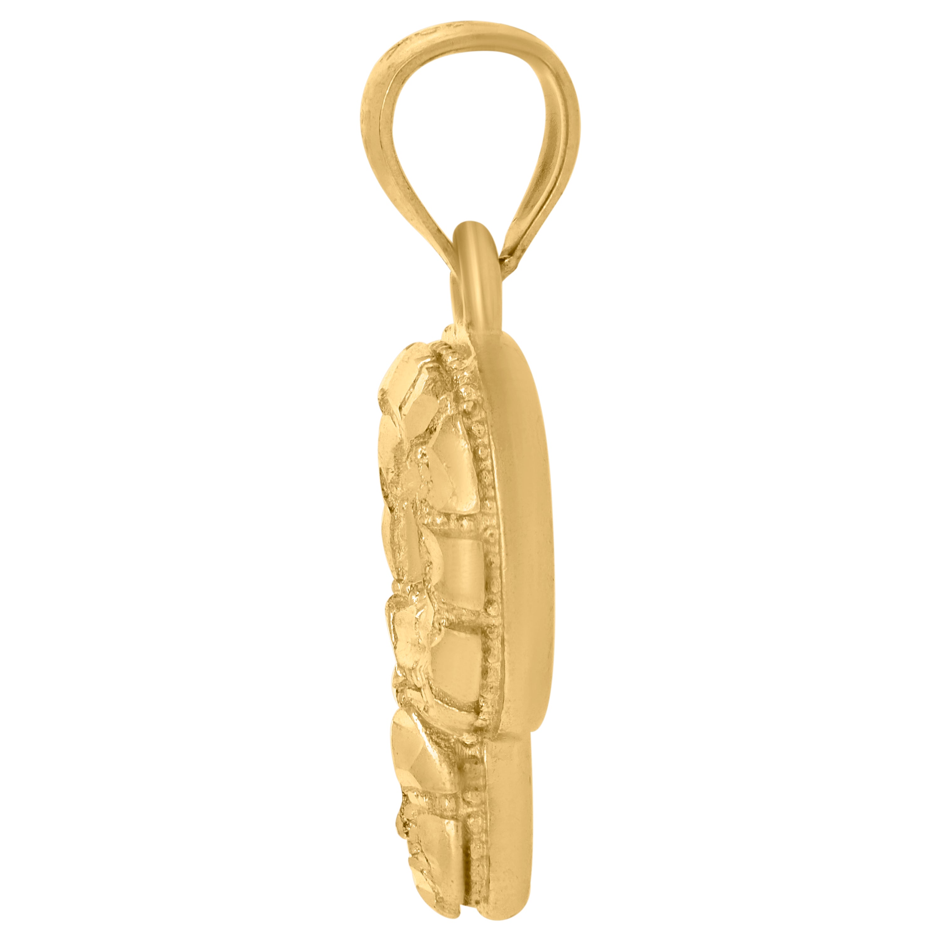 10kt Yellow Gold Mens Women Nugget Textured Ankh Cross Religious Charm Pendant