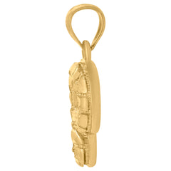10kt Yellow Gold Mens Women Nugget Textured Ankh Cross Religious Charm Pendant