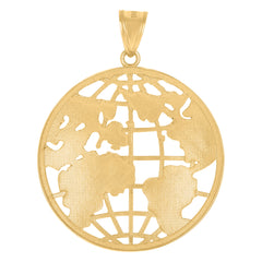 10kt Yellow Gold Mens World Is Yours World Map Charm Pendant