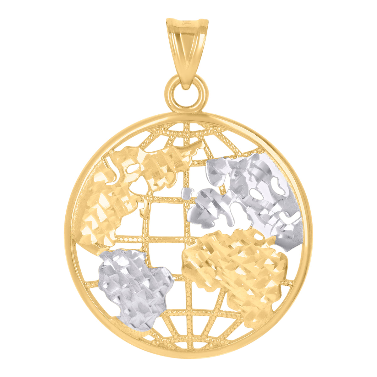10kt Yellow Gold Mens World Is Yours World Map Charm Pendant