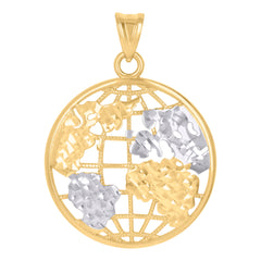 10kt Yellow Gold Mens World Is Yours World Map Charm Pendant