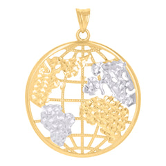 10kt Yellow Gold Mens World Is Yours World Map Charm Pendant