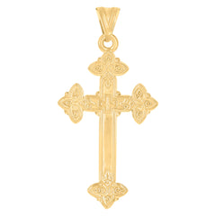 14kt Yellow Gold Mens Cross Religious Charm Pendant