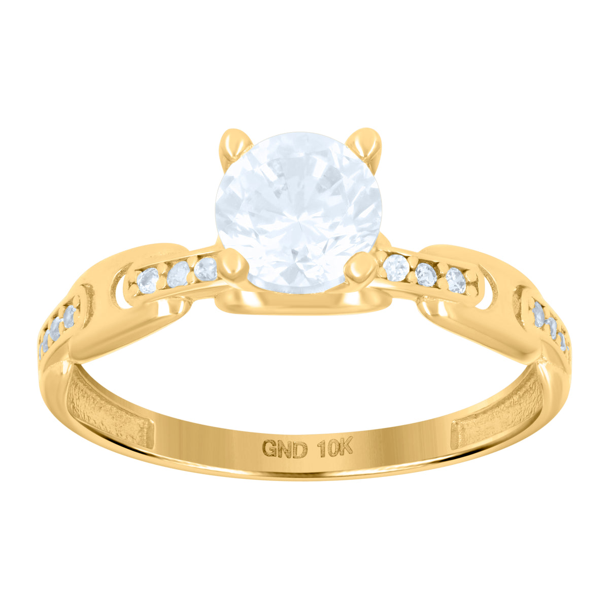 10kt Yellow Gold Womens Cubic-Zirconia Duo Bridal Ring Set