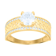 10kt Yellow Gold Womens Cubic-Zirconia Duo Bridal Ring Set