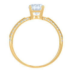 10kt Yellow Gold Womens Cubic-Zirconia Engagement Ring