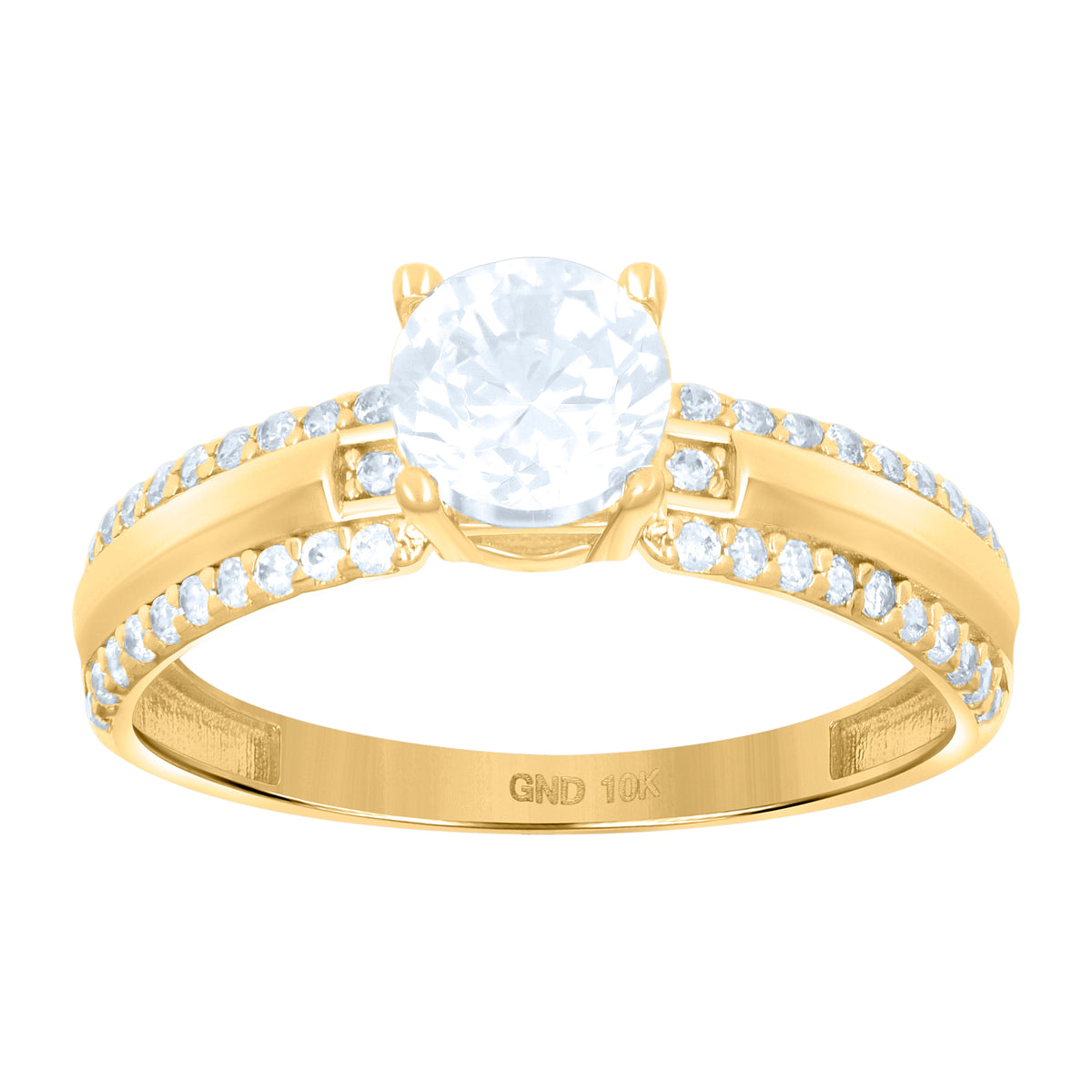 10kt Yellow Gold Womens Cubic-Zirconia Engagement Ring