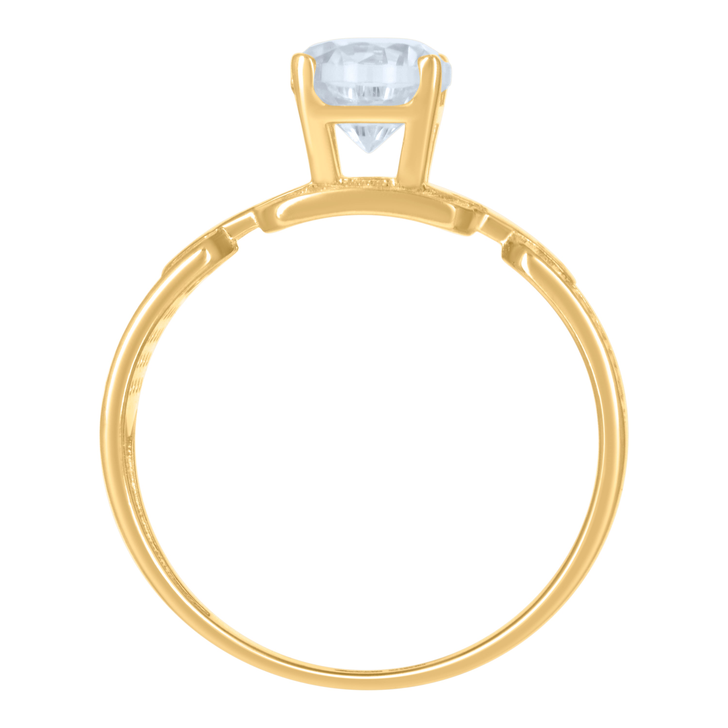 10kt Yellow Gold Womens Cubic-Zirconia Engagement Ring