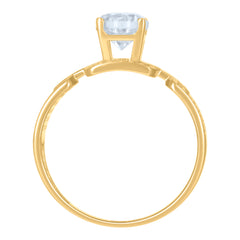 10kt Yellow Gold Womens Cubic-Zirconia Engagement Ring