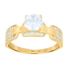 10kt Yellow Gold Womens Cubic-Zirconia Engagement Ring