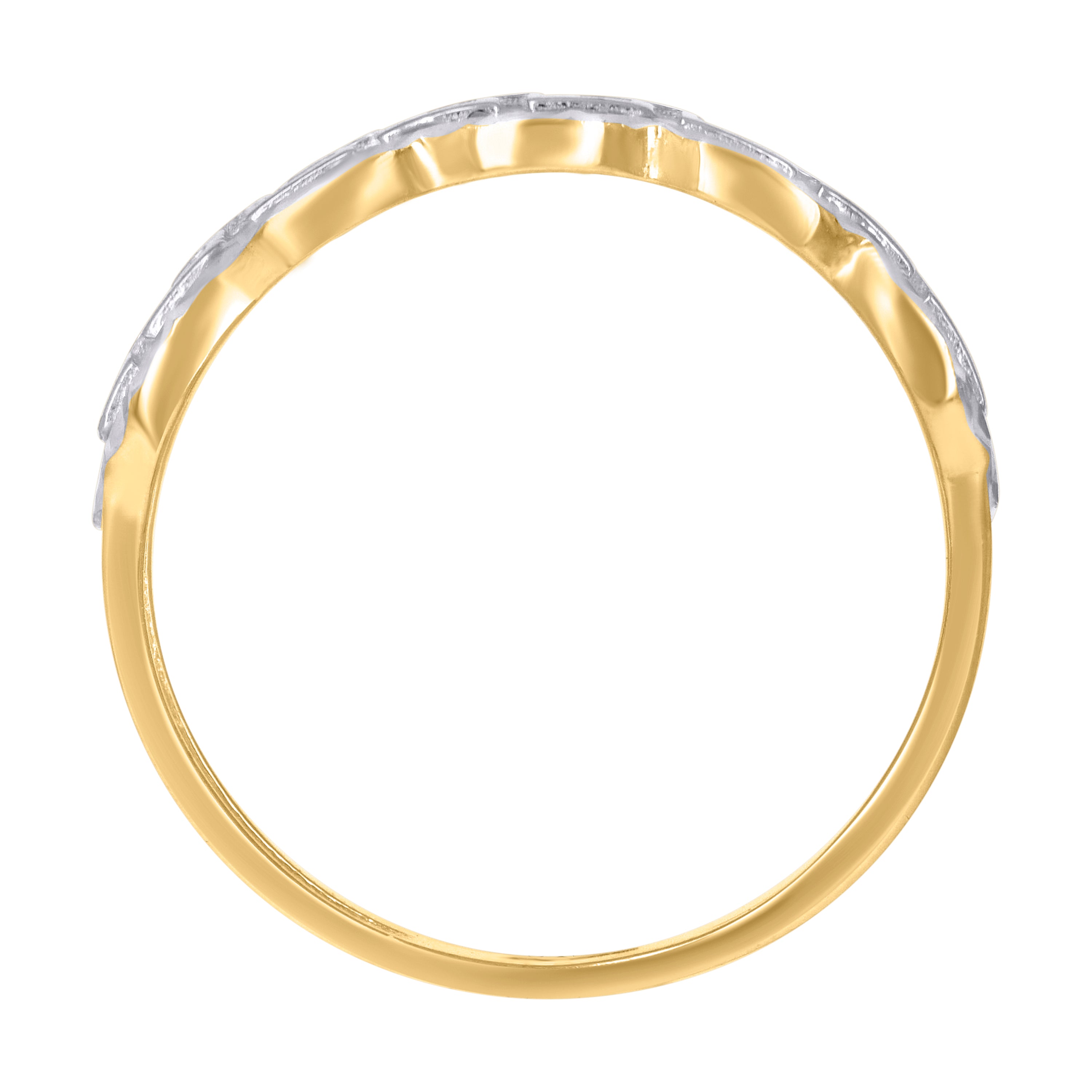 10kt Two-Tone Gold Womens Baguette Cubic-Zirconia Textured Twisted Hoops Huggies Earrings