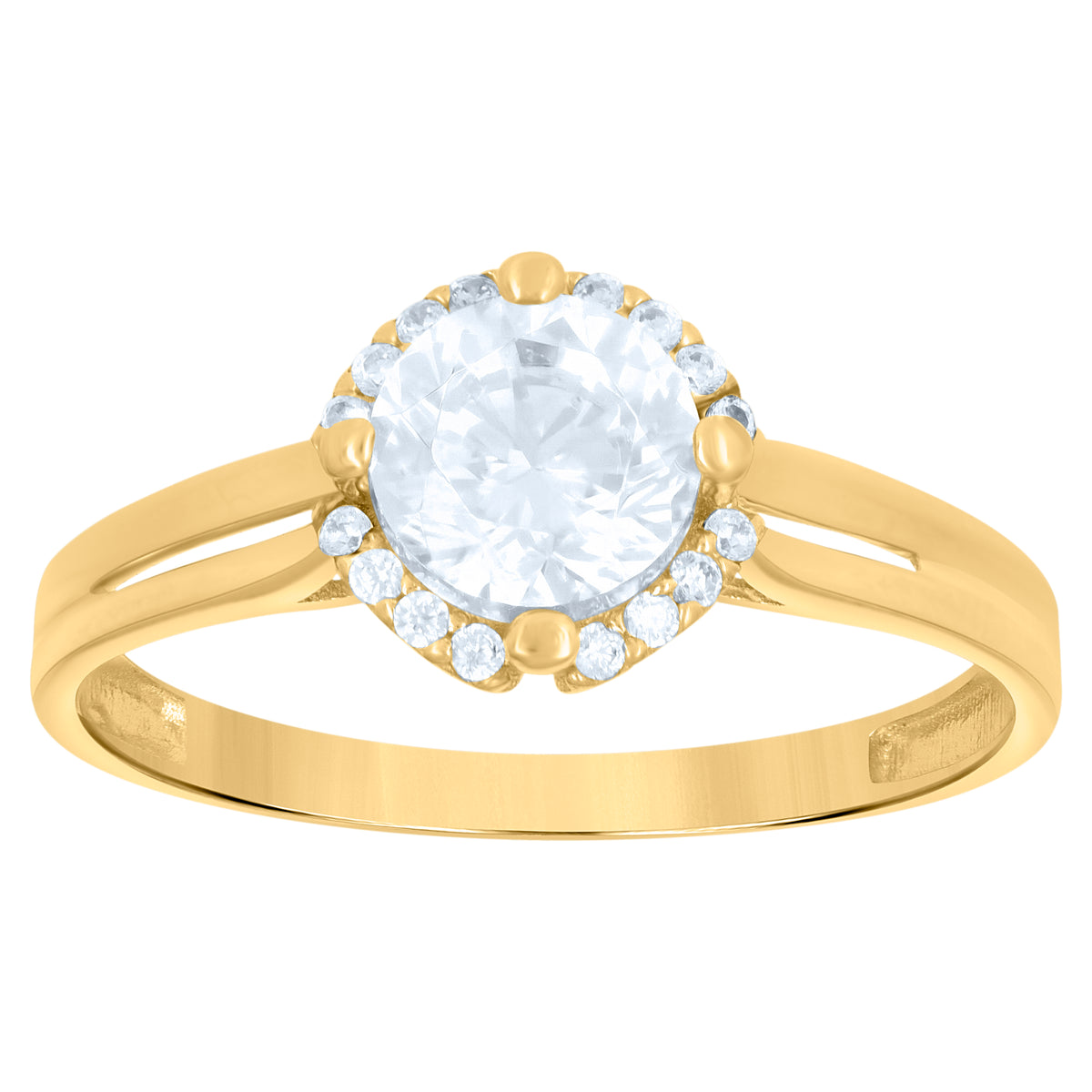 14kt Yellow Gold Womens Cubic-Zirconia Fashion Ring