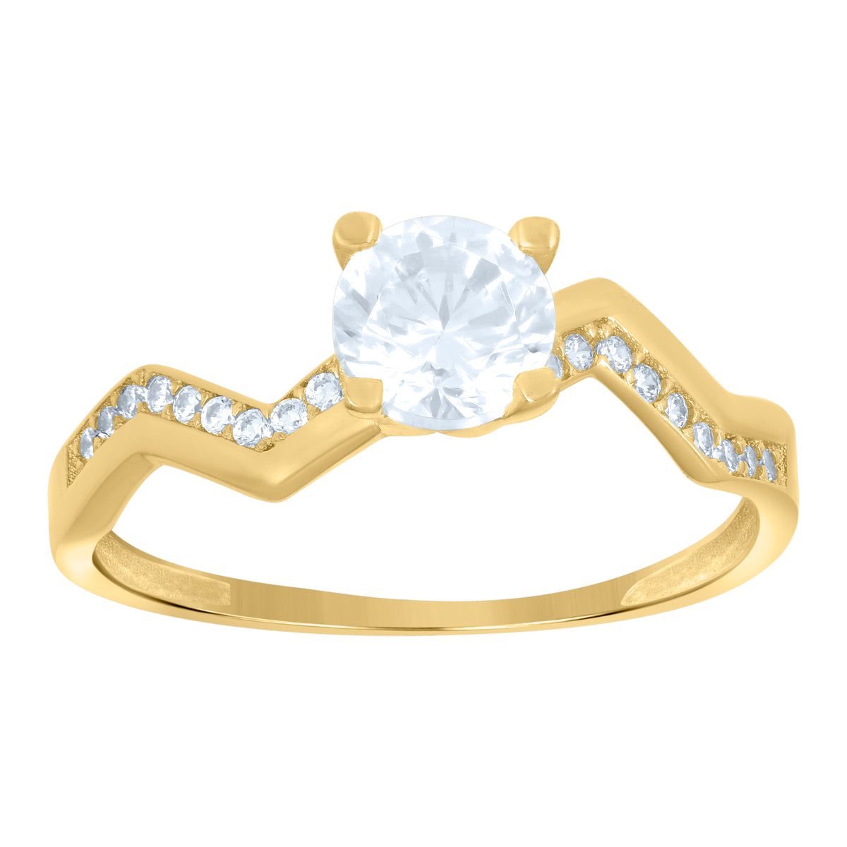 14kt Yellow Gold Womens Cubic-Zirconia Fashion Ring