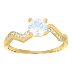 14kt Yellow Gold Womens Cubic-Zirconia Fashion Ring