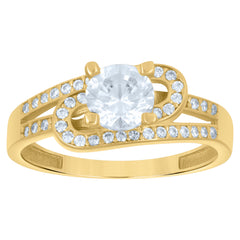 14kt Yellow Gold Womens Cubic-Zirconia Fashion Ring