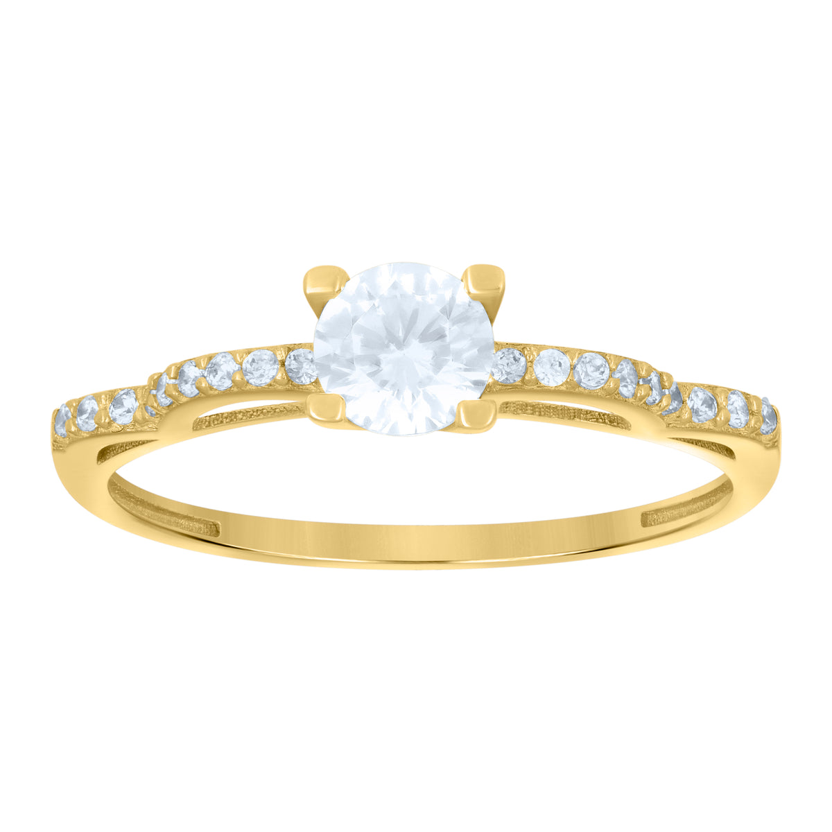 14kt Yellow Gold Womens Cubic-Zirconia Fashion Ring