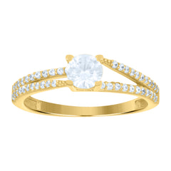 14kt Yellow Gold Womens Cubic-Zirconia Fashion Ring