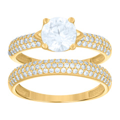 14kt Yellow Gold Womens Cubic-Zirconia Duo Bridal Ring Set
