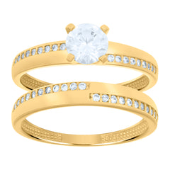 14kt Yellow Gold Womens Cubic-Zirconia Duo Bridal Ring Set