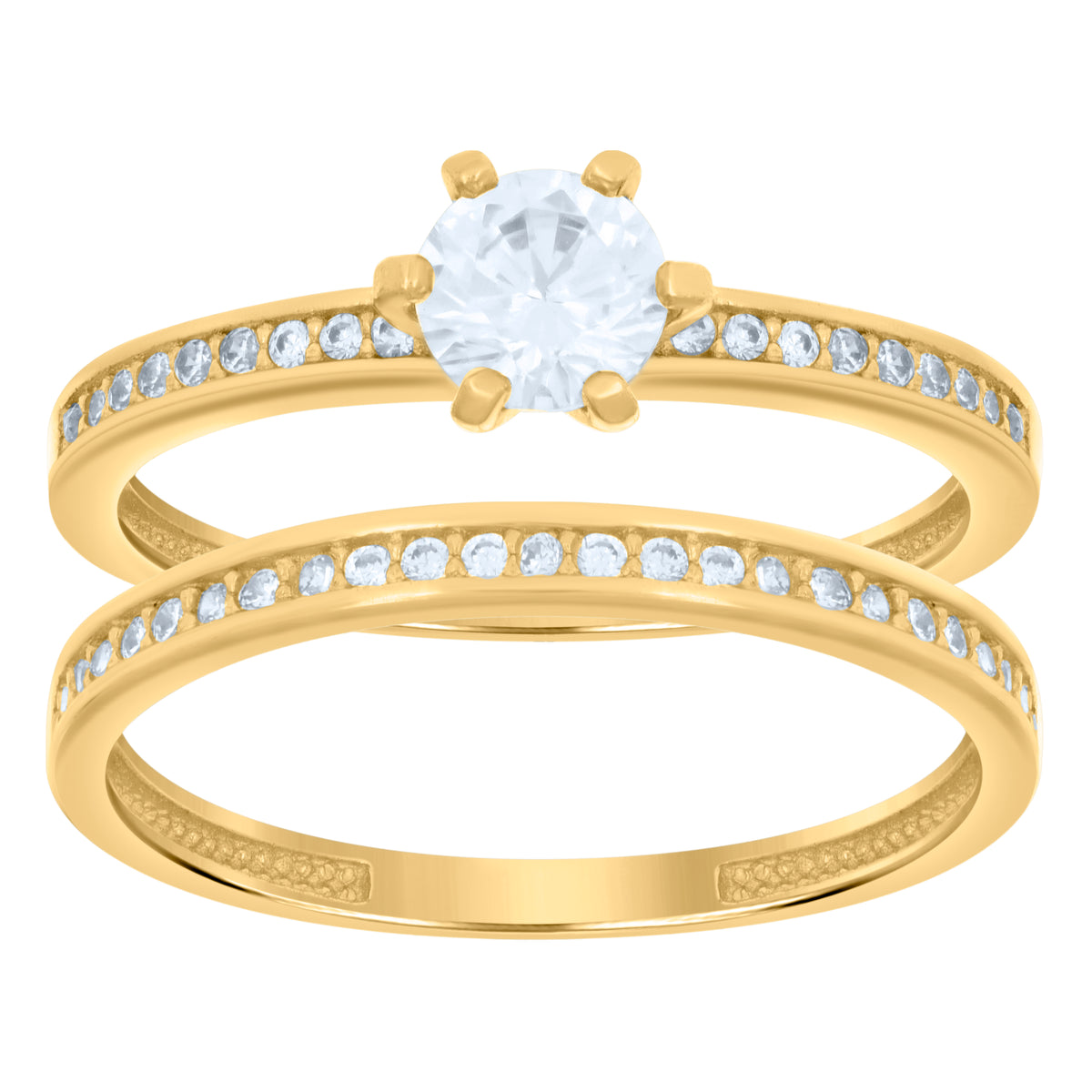 14kt Yellow Gold Womens Cubic-Zirconia Duo Bridal Ring Set