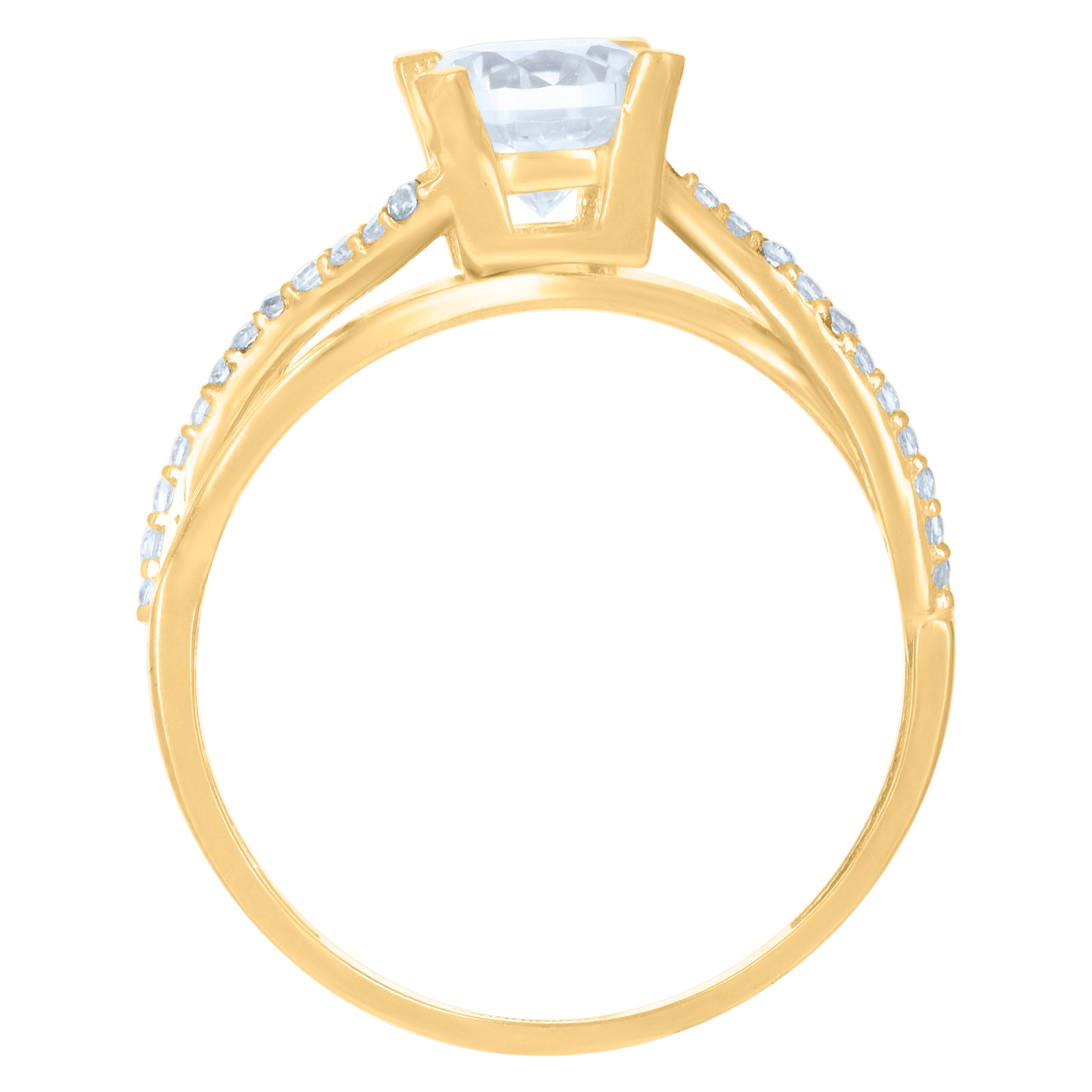 10kt Yellow Gold Womens Cubic-Zirconia Fashion Ring