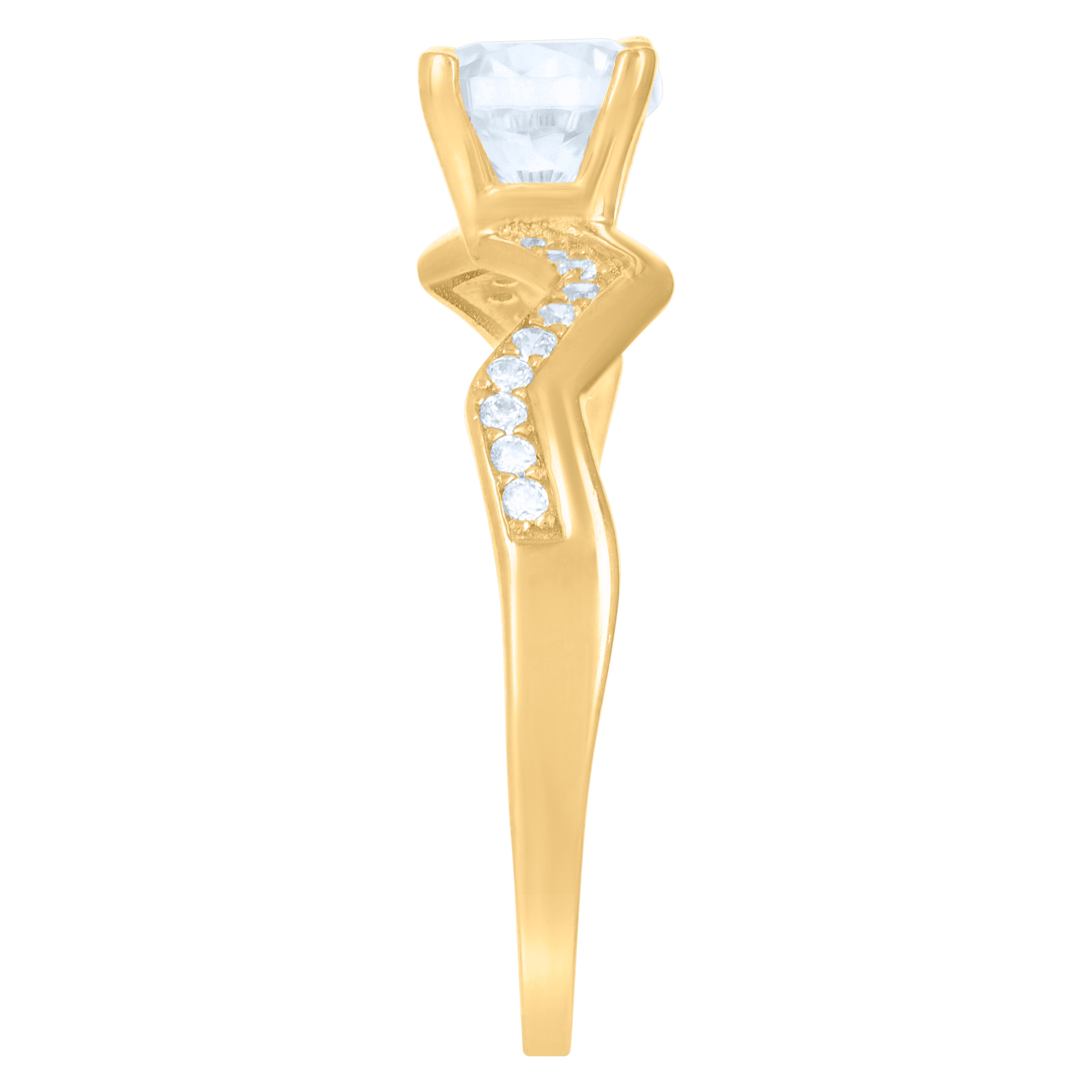 10kt Yellow Gold Womens Cubic-Zirconia Fashion Ring
