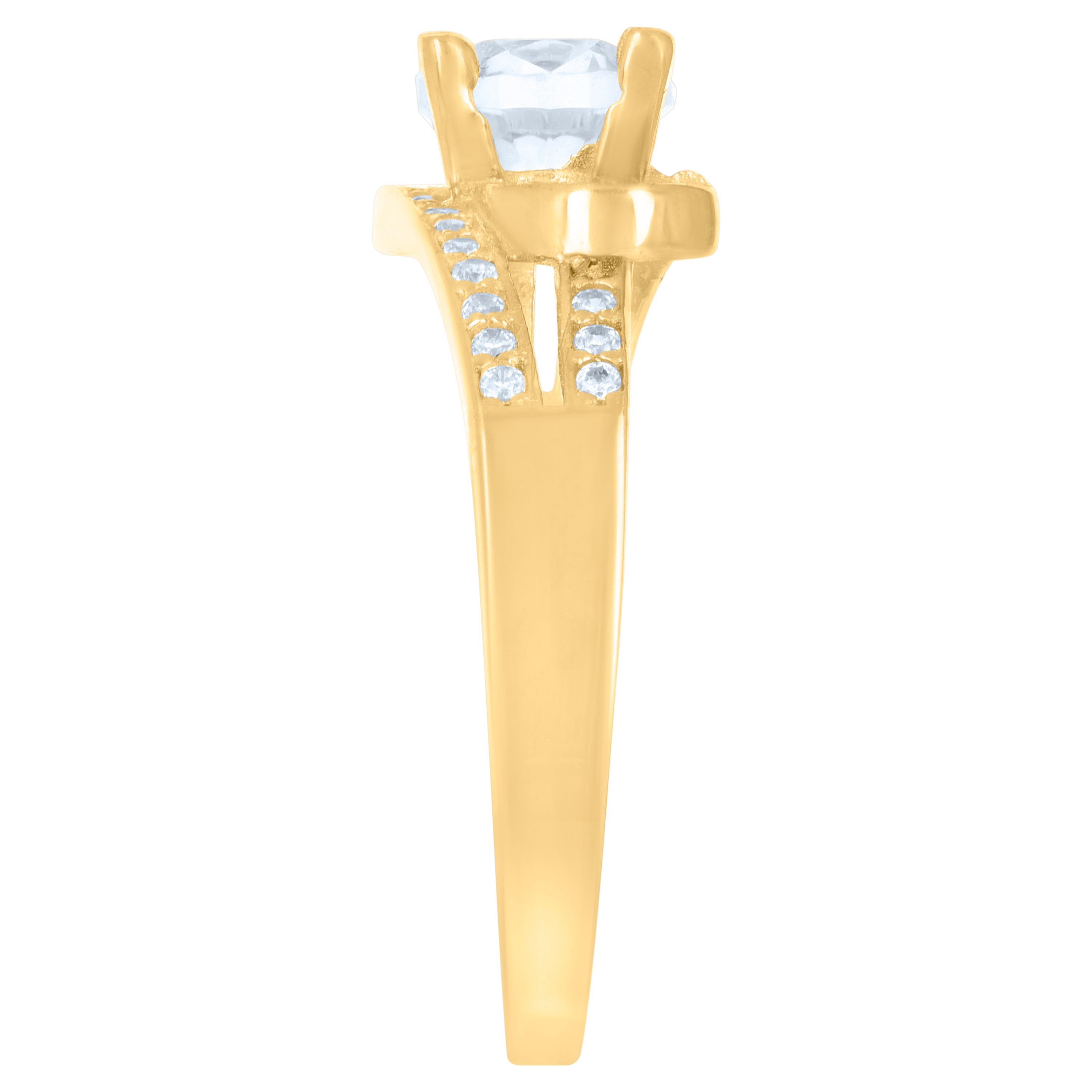 10kt Yellow Gold Womens Cubic-Zirconia Fashion Ring