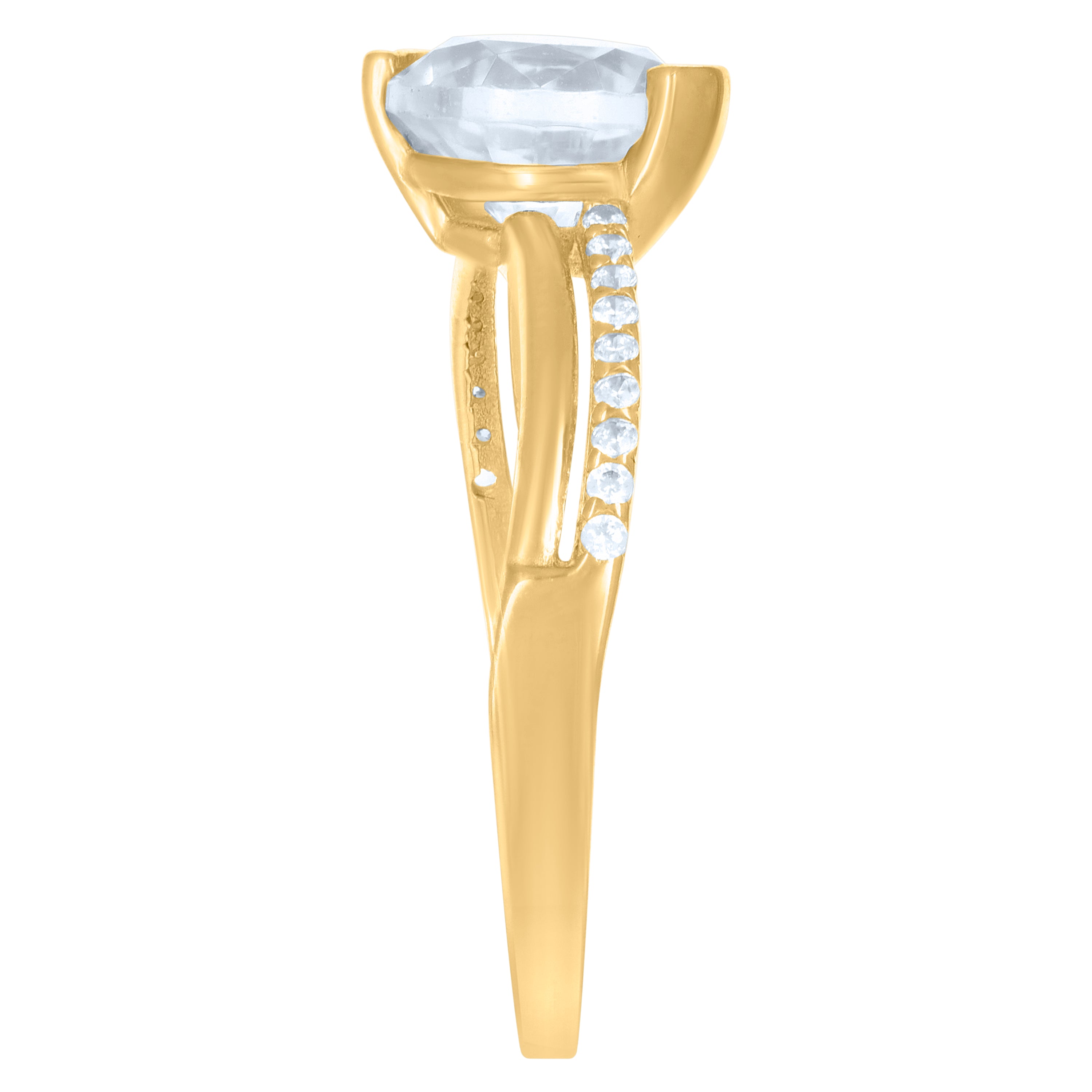 10kt Yellow Gold Womens Cubic-Zirconia Fashion Ring