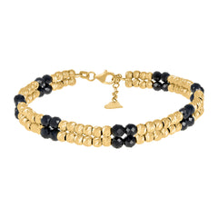14kt Yellow Gold Womens Black Beaded Fashion Bracelet