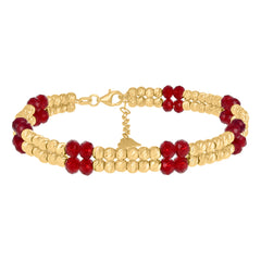 14kt Yellow Gold Womens Red Beaded Fashion Bracelet