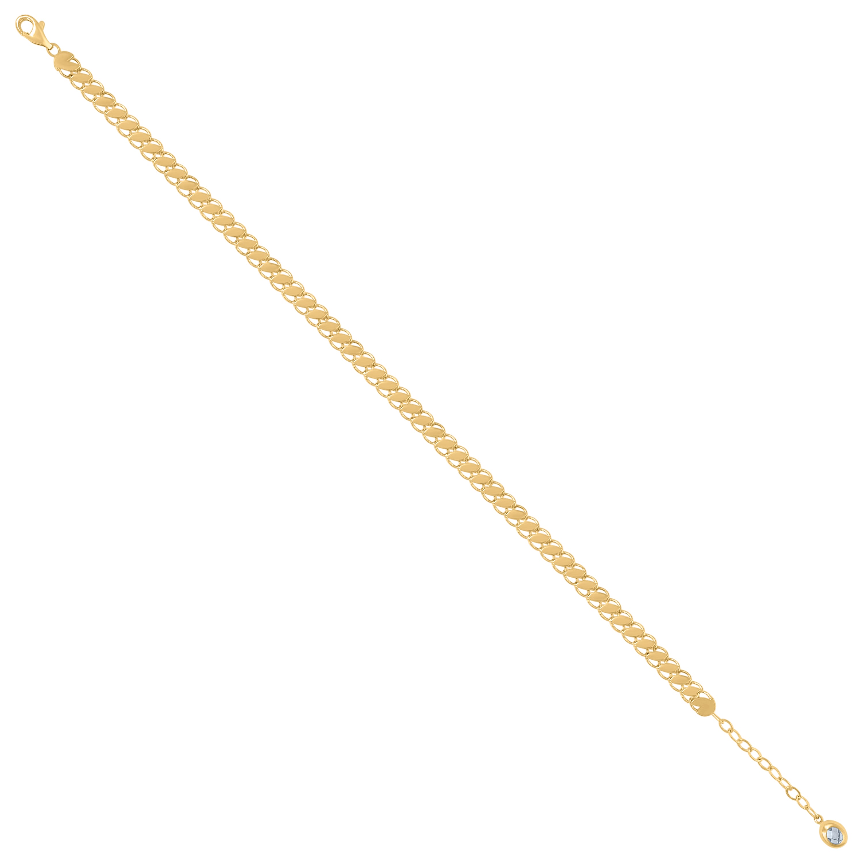 14kt Yellow Gold Womens Cubic-Zirconia Link Fashion Bracelet