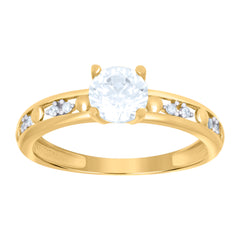 10kt Yellow Gold Womens Cubic-Zirconia Bridal Engagement Ring