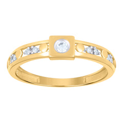 10kt Yellow Gold Womens Cubic-Zirconia Bridal Engagement Ring