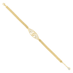 10kt Yellow Gold Womens Cubic-Zirconia Heart 15 Anos Quinceanera Charm Bracelet Size 8 Inches
