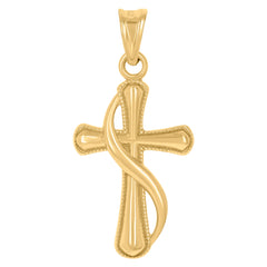 10kt Yellow Gold Unisex Textured Initial Letter H Charm Pendant